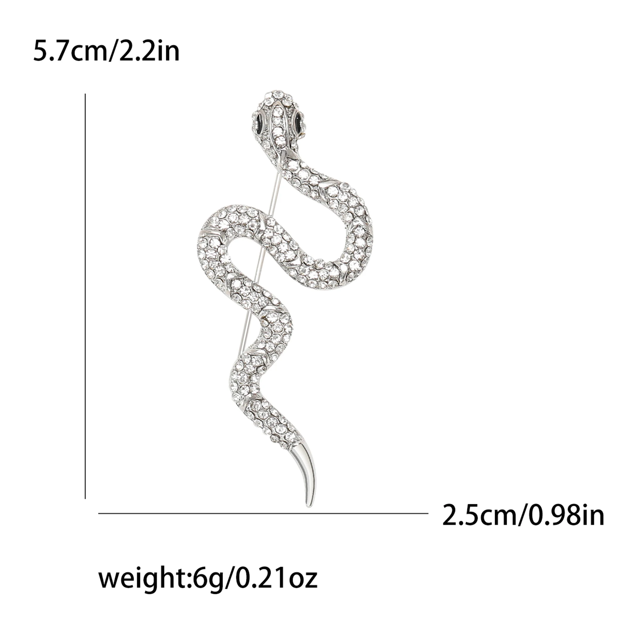 Shiny Rhinestone Snake Brooches for Women Unisex Animal Pins 6-color Available Casual Party Accessories Gifts