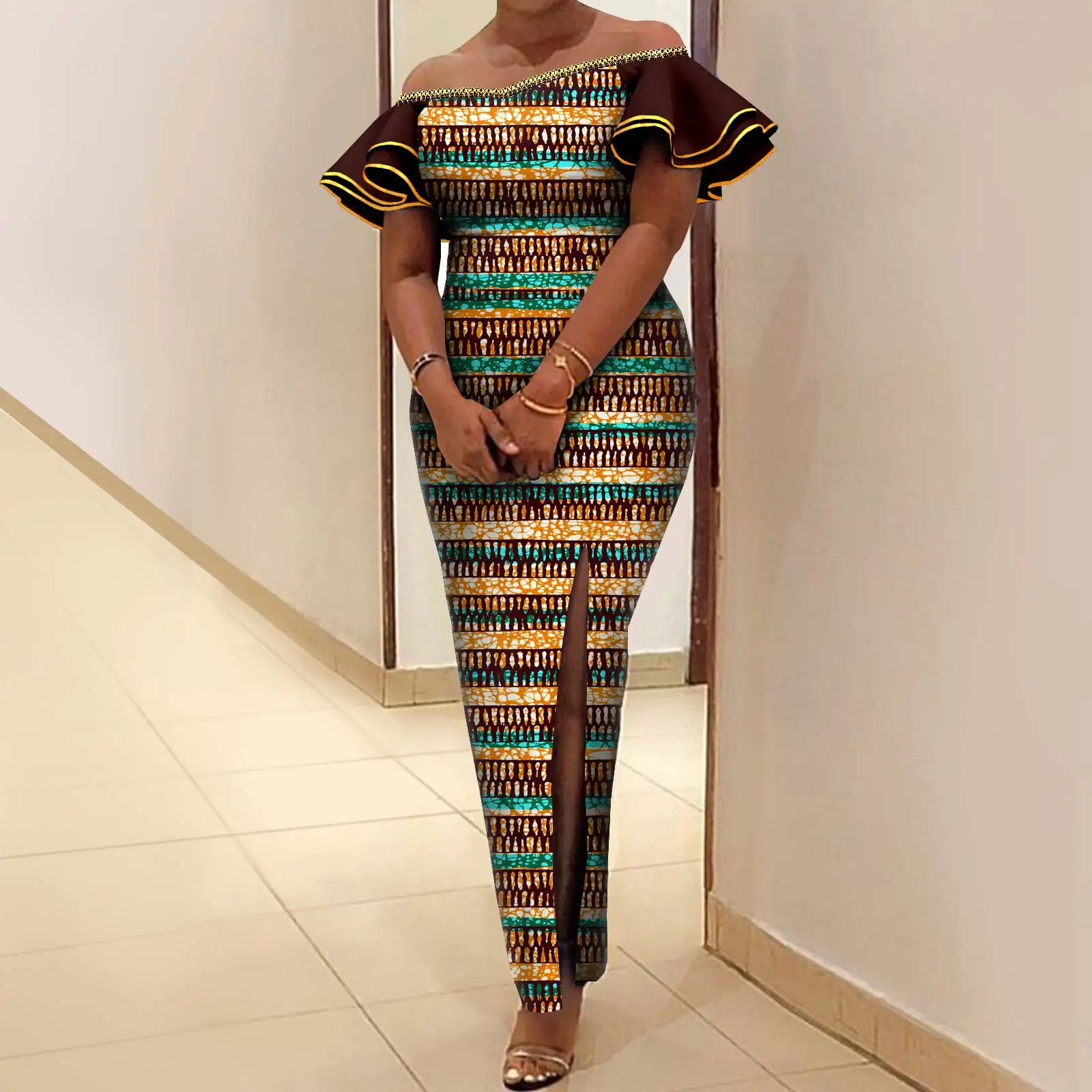 green emerald velvet dress BAZINRICHE African Women Dresses Sleeveless Slim Ankara Short Dress African  Printed Dashiki V Collar Skirt at Amazon Women's Clothing store main image 0