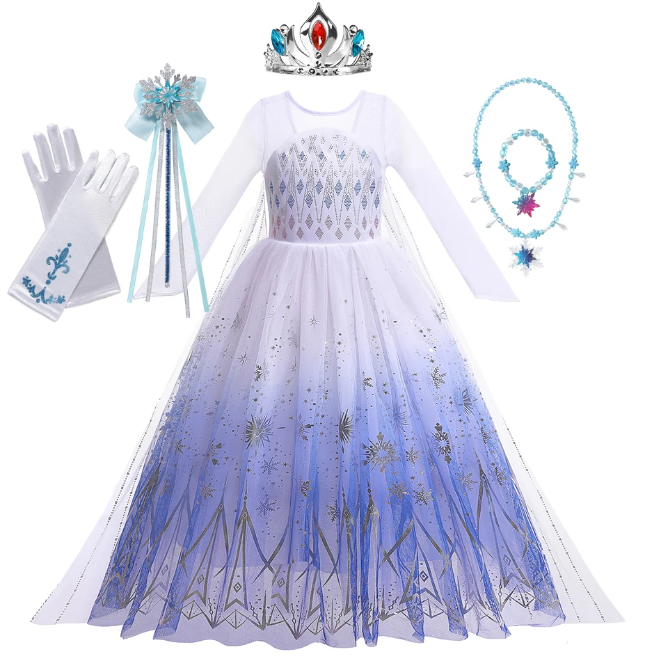 Disney Frozen Elsa Anna Dress Kids Costumes for Girls Snow Queen Carnival Birthday Party Outfits Cosplay Children Gown Clothing