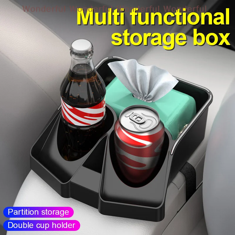 

Versatile Automobile Armrest Organizer with Cup Holder, Tissue Box and Mobile Phone Stand