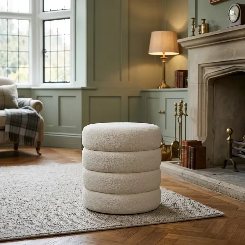 Modern Luxury Fabric Footstool with Storage and Foot Pedals for Living Room Hotel Home Decor Ottoman Bench Seat