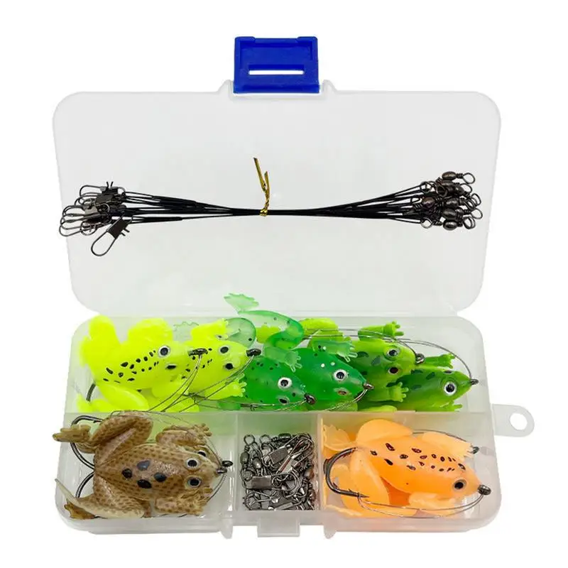 

Fishing Lure Kit 10pcs Silicone Frog Shape Fishing Lures Multifunctional Fishing Bait Vivid Fishing Supplies With Connectors For