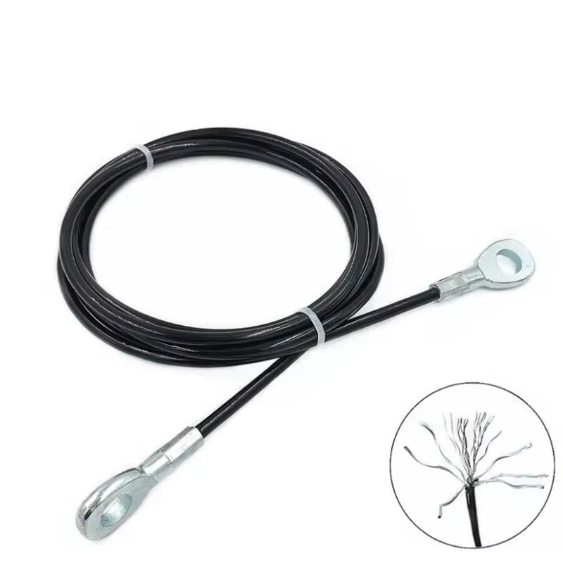 Cable de polea de gimnasio de acero inoxidable, cuerda de remolque de pvc negro, accesorios de cuerda de alambre de protección contra caídas, luz de escenario, 3 mm