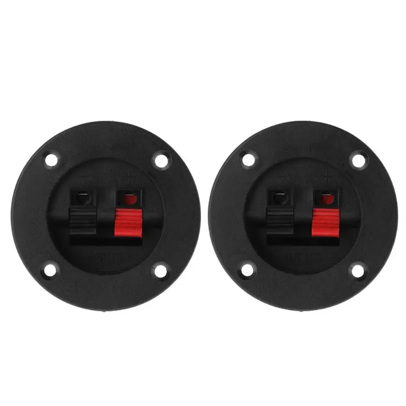 2 Packs Round Push Release Connector Plate Stereo Speaker Terminal Strip Block