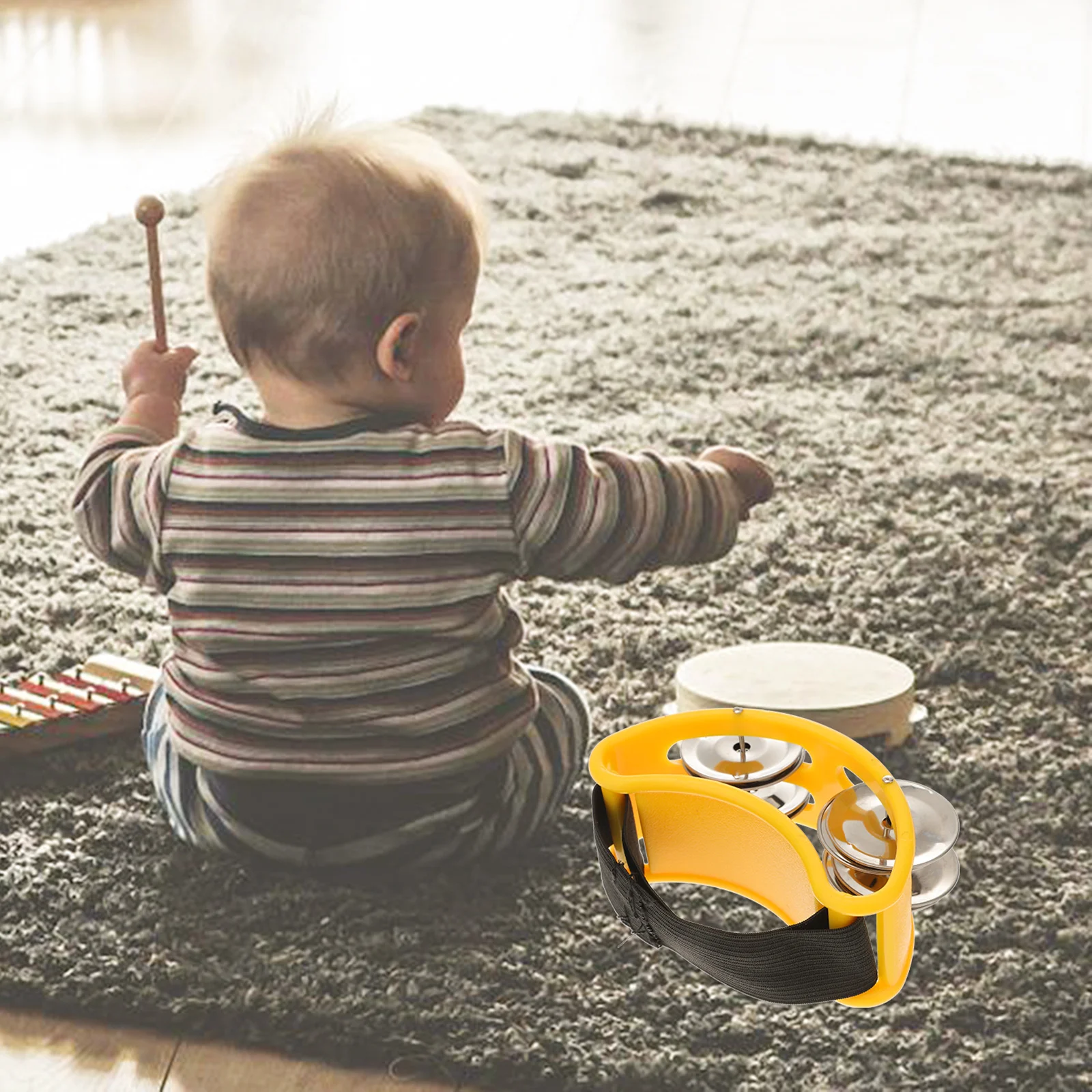 

Foot Jingle Bells Foot Tambourine Musical Instrument Performance Accompaniment Tool Kids Music Education Rhythm Percussion