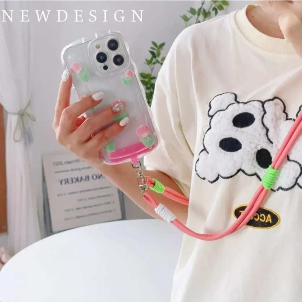 Chain Rope Mobile Phone Back Clip Holder Back Clamp Rope Endant Decor Phone Back Clip Bracket Adjustable Anti-Lost
