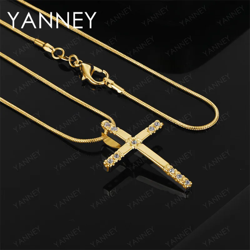 

18K Gold 16-30 inch Delicate Cross Zirconia Pendant Necklace for Women, Fashionable Wedding Jewelry Gift Accessory