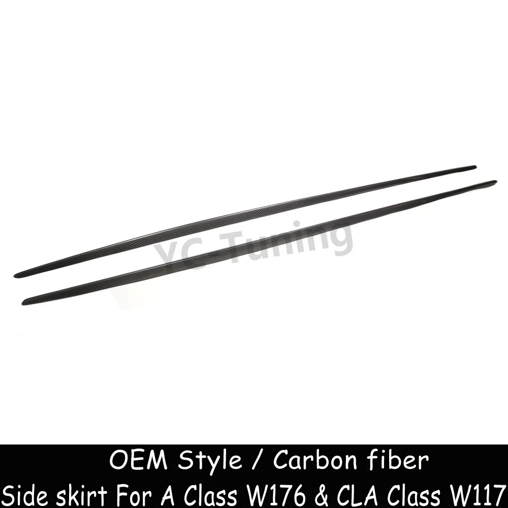 W117 W176 Carbon Fiber Side Skirt For Mercedes Benz A Class W176  CLA Class C117 CLA180 CLA45 AMG Sport Side Bumper Extensions