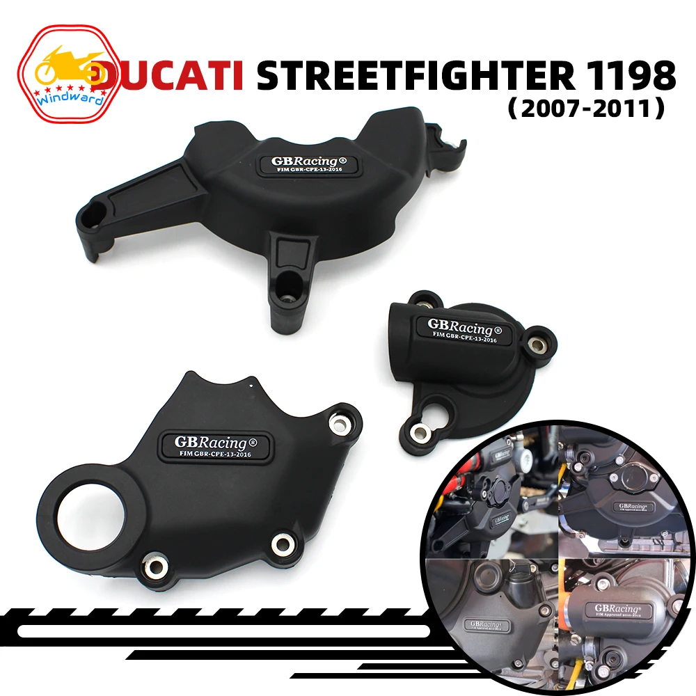 

Motorcycle Oil Inspection Clutch Water Pump Engine Protective Cover GB Racing For Ducati Streetfighter 1198 2007-2011 2009 2010