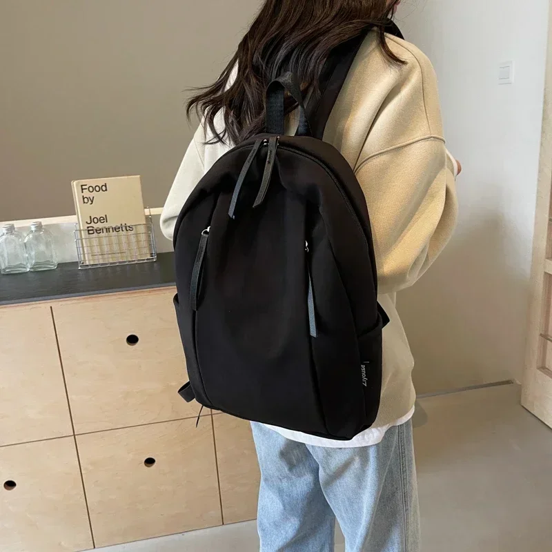 New Nylon Large Capacity Backpack Solid Color Women Versatile Style School Bags High Quality Light  Personality Women Backpack