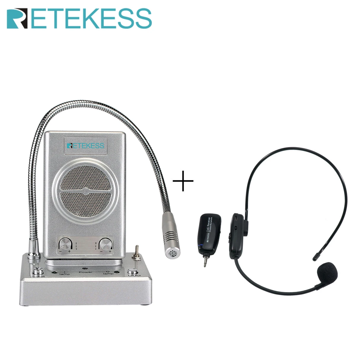 RETEKESS TW102 3W Window Counter Intercom System 2 Way Counter Voice +TT123 Wireless Mic Headset For Bank Office Plaza Store