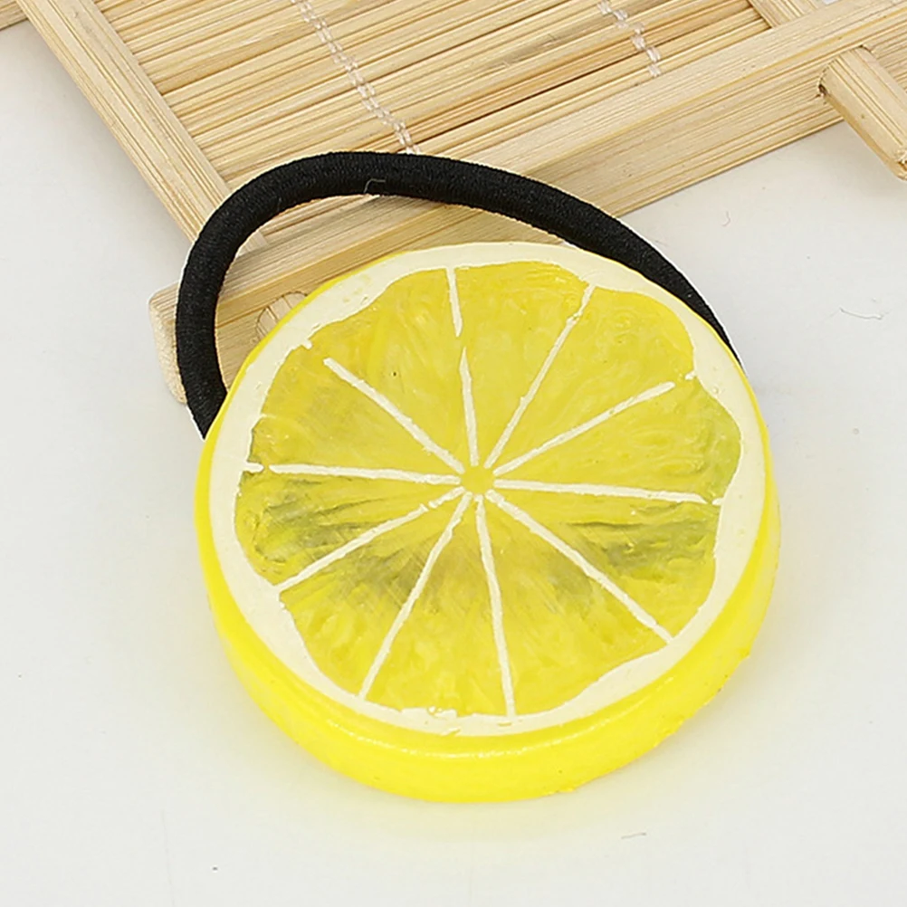 

10pcs Lemon Slice Ties Elastic Bands For Girls Decorative Ponytail Holders Stretchy Small Hair Bands Bulk Colorful Thin Female
