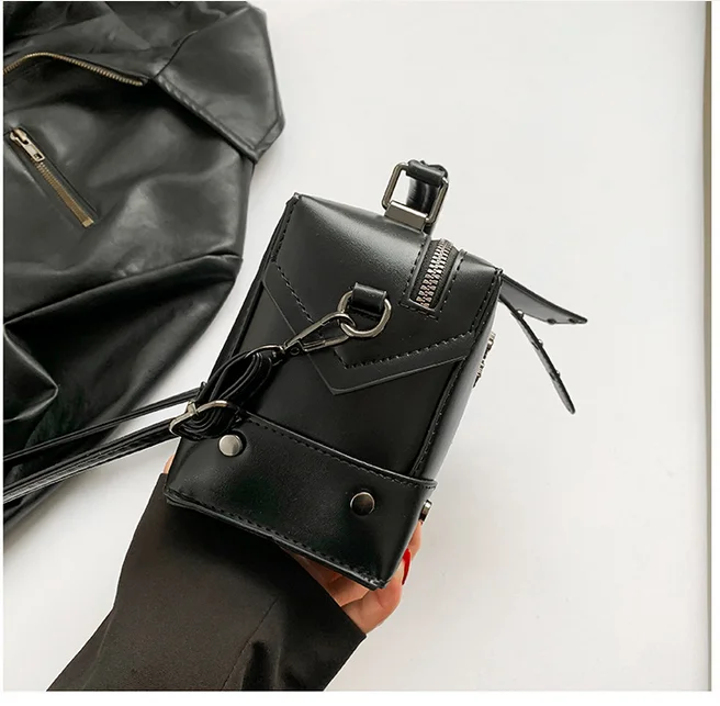 حقيبة كروس على شكل جمجمة للنساء حقيبة حمل أوروبية وأمريكية 2026 موضة جديدة حقيبة دراجة نارية ببرشام هيكل عظمي حقيبة كتف C064 #6