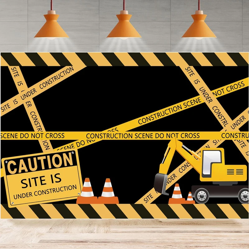 Under Construction Site Photography Background Dump Truck Digger Zone Under Construction Site Birthday Home Party Backdrop Wall