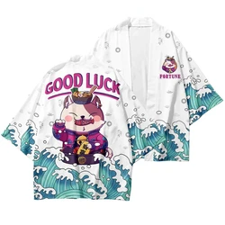 Fortune Cat Kimono Traditional Japanese Summer Beach Yukata Hao Li Cartoon Fashion Men Women Asia & Pacific Islands Clothing