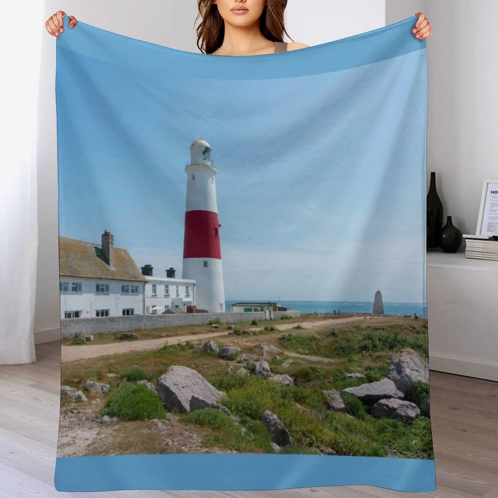 

New Portland Bill Lighthouse Throw Blanket Decorative Beds Thermal Blankets