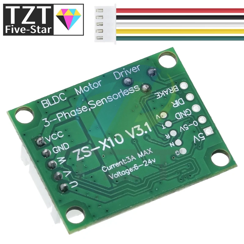 Imagem -06 - Tzt-brushless Motor Driver Board Controlador de Velocidade Bldc Phase Governador Hallless Switch Module com Cabo dc 620v 60w 12v