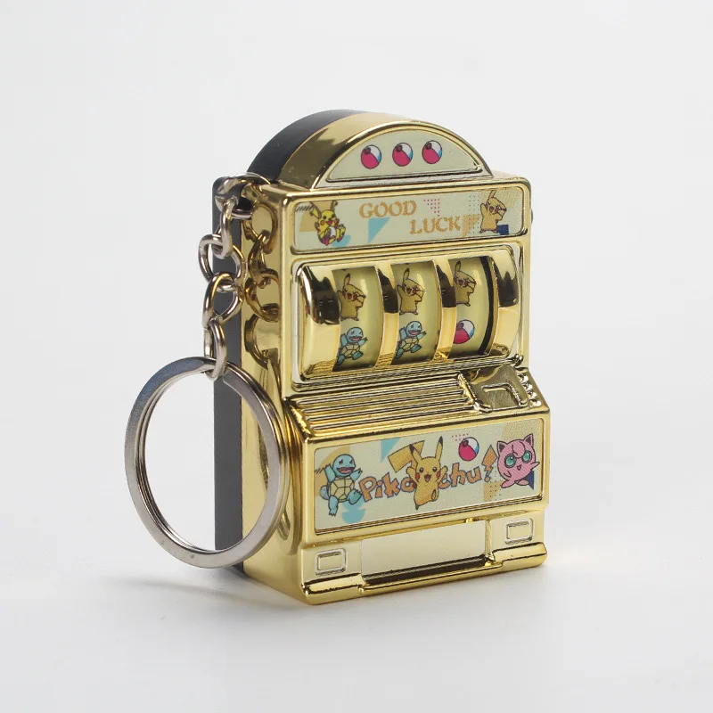 Pokemon Slot Machine Keychain, Mini Turnable Gacha Toy with Plated Color, Interesting Child Gift – Cute Anime Figure Pendant hot