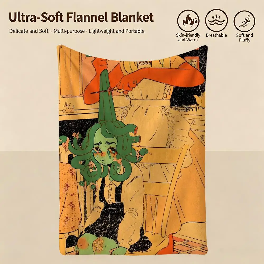 art b-bottling sunshine-e Throw Warm Soft Flannel Blanket, Multi-use for Sofa Bed Camping Travel Nap