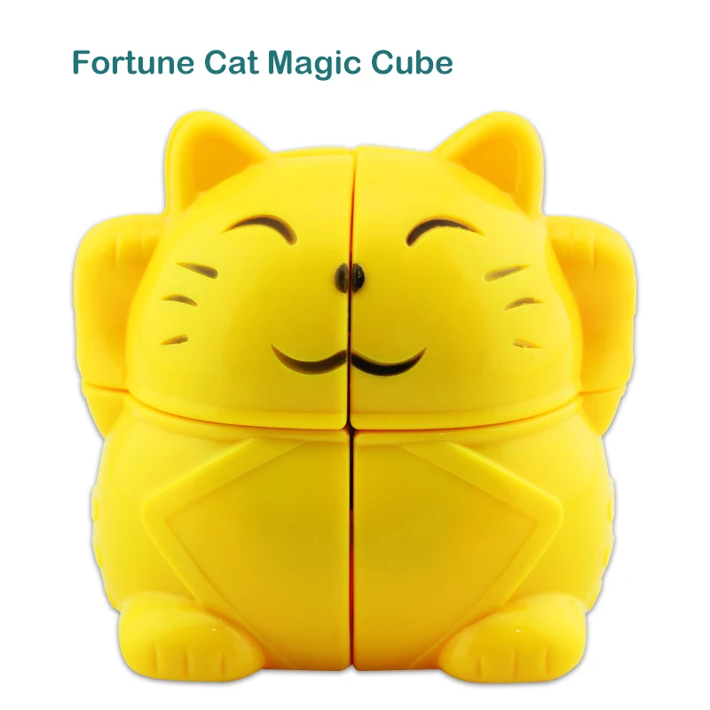 Creative Simulation Fortune Cat Magic Cube Toy Model Children's Stress Relief Toys Cartoon Cute 2-order Cat Magic Cube Toys