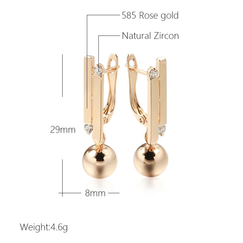 JULYDREAM Unique Geometric Design Ball Dangle Earrings for Women 585 Gold Color Fashion Jewelry Modern Style Wedding Accessories