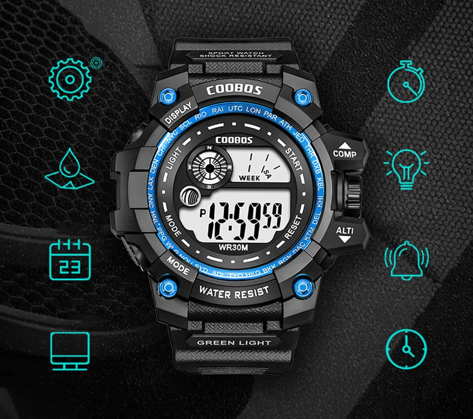 Men’s Casual Sport Digital Watches Military Wristwatch Led Calendar Silicone Strap Waterproof Electronic Watch relogio masculino