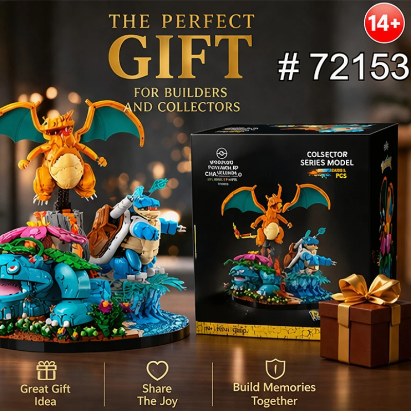 Reuze Kanto Starters Diorama Bouwstenen 6838 Stuks Charizard Venusaur Blastoise 3-in-1 Model Grote Wezens Bouwstenenset 14+ - afbeelding 2