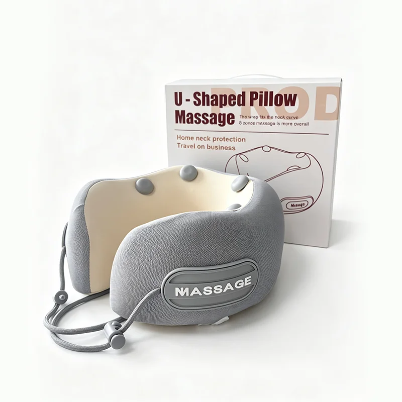 Portable Heated Neck Pillow Massager, Rechargeable Pad with Warm Compress & Vibration, for Pain Relief, Comfort & Relaxation