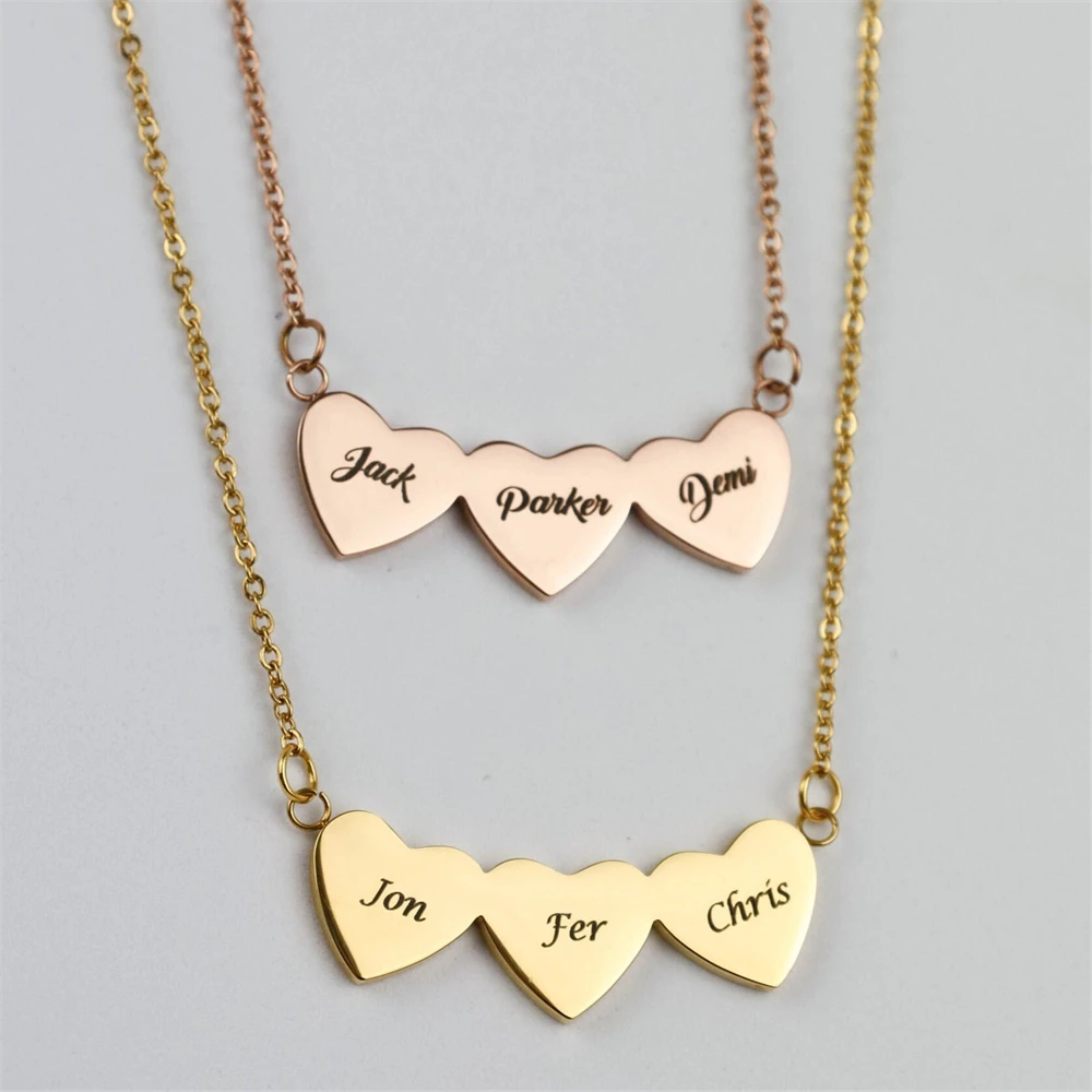 

Кулон с гравировкой нескольких имен в форме сердца, минималистичное семейное украшение, подарок для мамы, бабушки на день рождения