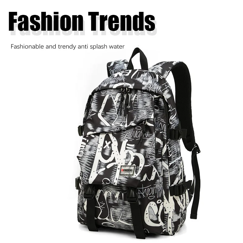 Large Capacity New Graffiti Student Street Trendy Cool Backpack Backpack, Original Stay Style, Can Hold 15 or 6-inch Notebook