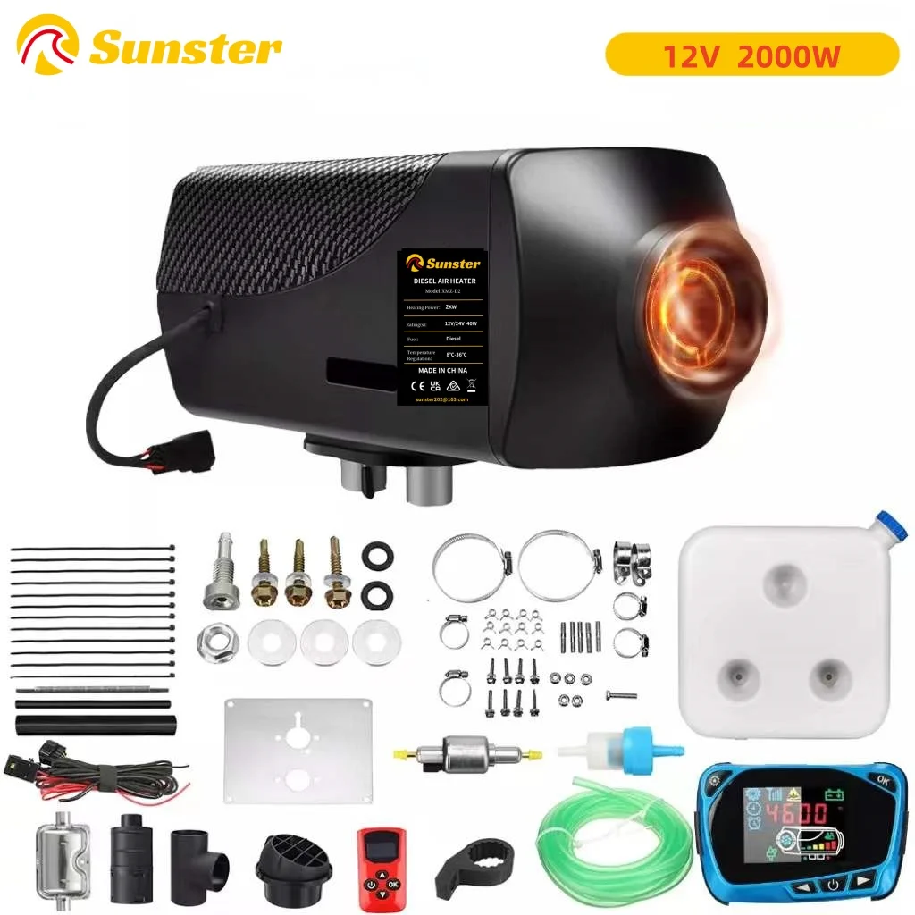 Sunster Air Diesel Heater 2KW 12V Universal Car Parking Heater Autonomy With Remote LCD Monitor Voice Broadcast for Mot