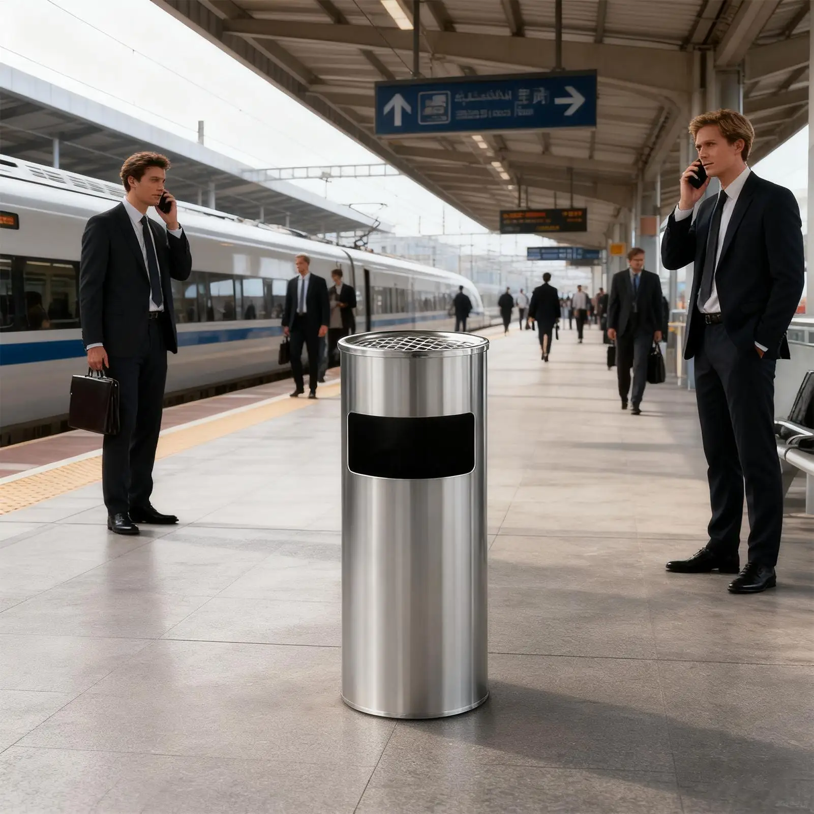 Trash Can 30L Large Capacity Stainless Steel Patio Trash Can Container With Lid For Indoor Bathroom Toilet Patio Garden Backyard
