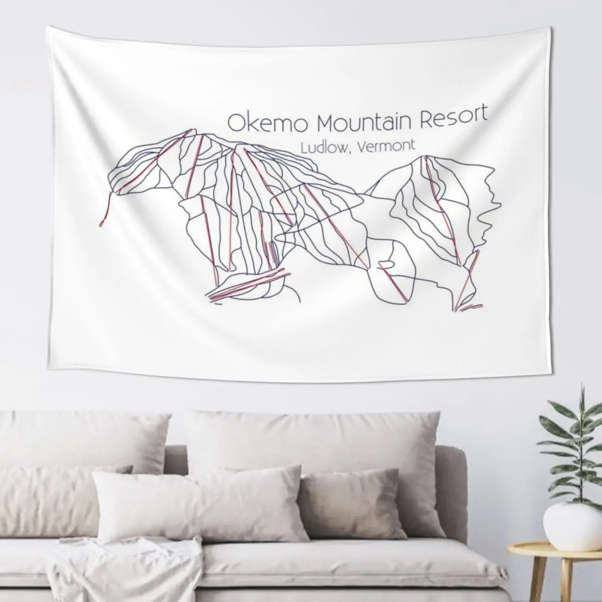 

Okemo Trail Map Tapestry Wall Decorations Aesthetic Room Decoration Tapestry