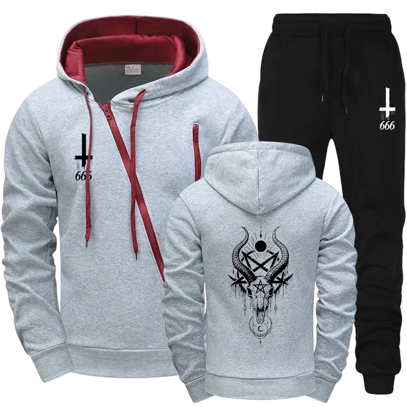 رجل دراجة نارية ركوب مجموعة 2025 قطري قلنسوة بسحاب والركض الخريف الشتاء الشيطان طباعة موضة الشارع الشهير مقنعين رياضية