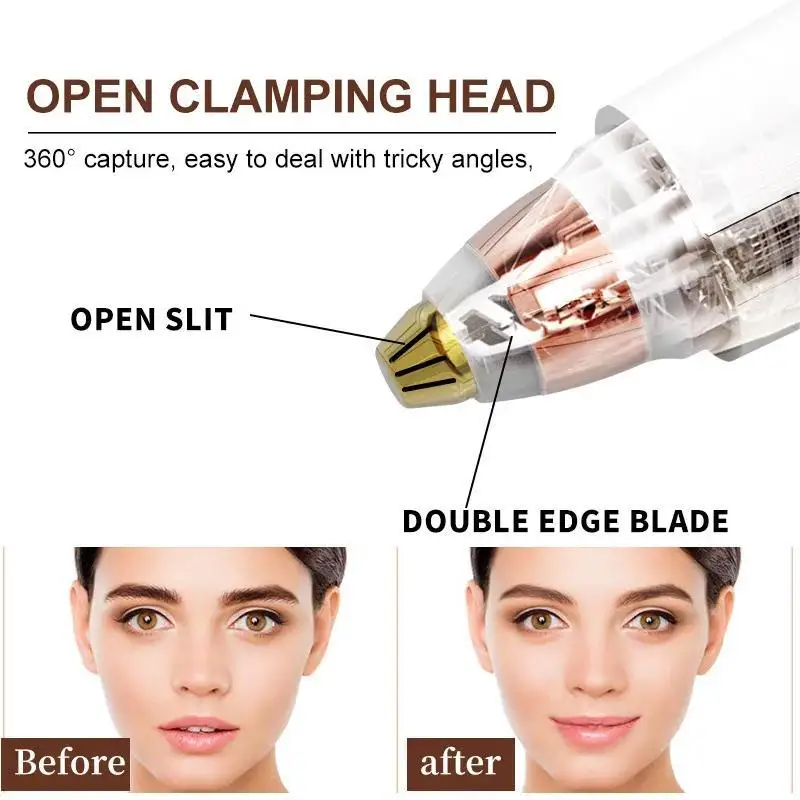 2-in-1 مزدوج الرأس المرأة ماكينة حلاقة أداة قص الحواجب الكهربائية الحاجب التشذيب سكين الحاجب التشذيب القلم