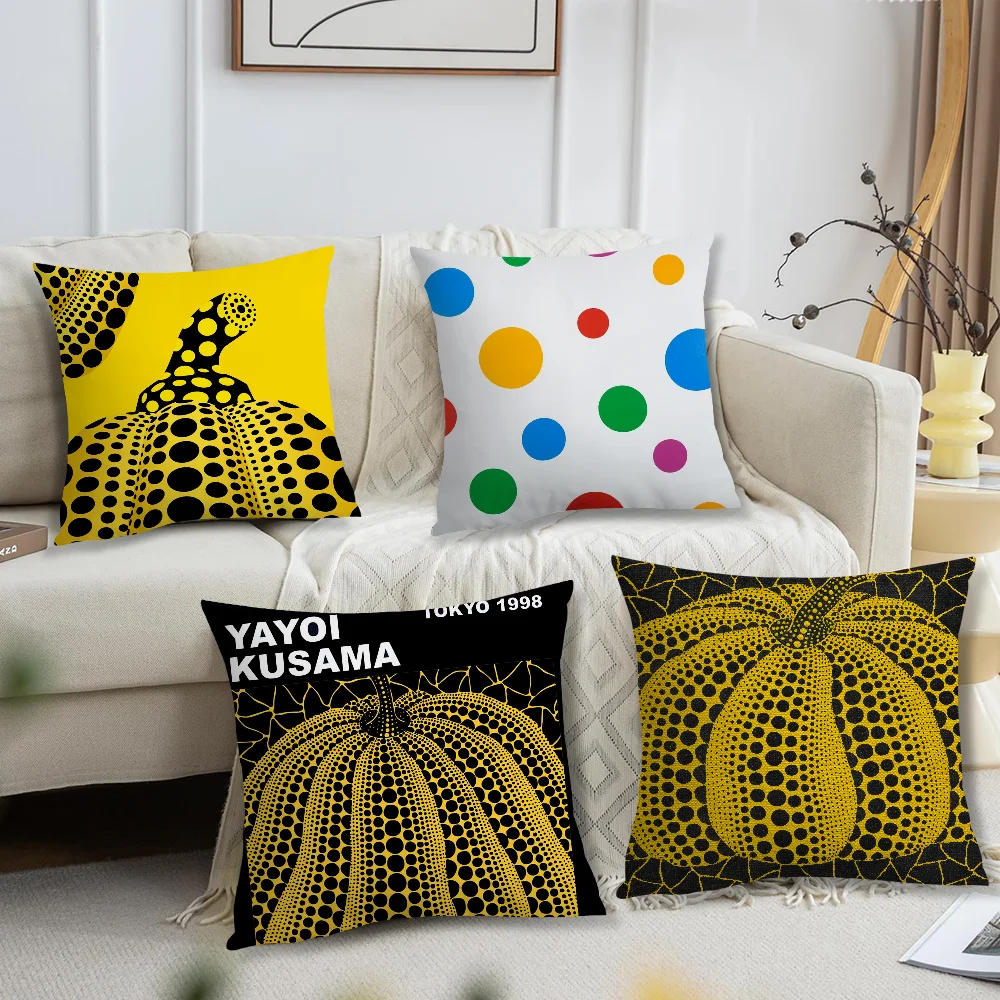 Y-Yayoi K-Kusama Art  Pillow Case Fan Style Square Home Decor Cushion Cover Design Printed