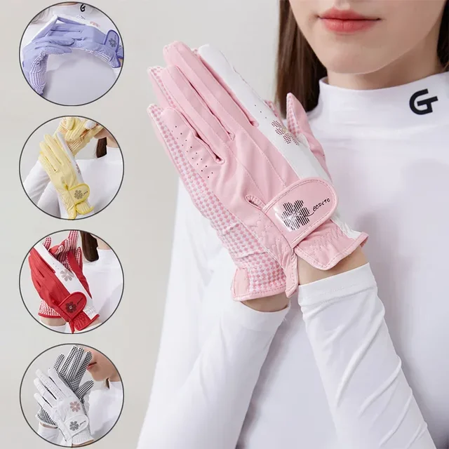 Golfista 1 para damski lewego prawego ręcznie rękawice golfowe kobiety antypoślizgowe granulki Golf mitenki koreański styl oddychający eleganckie rękawiczki