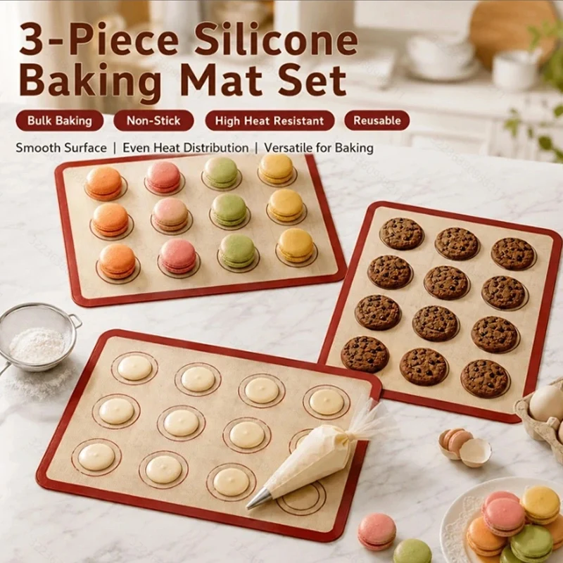 Macaron Silicone Mat Set - Cookie Positioning Scale Suitable For Baking Cookies And Macarons