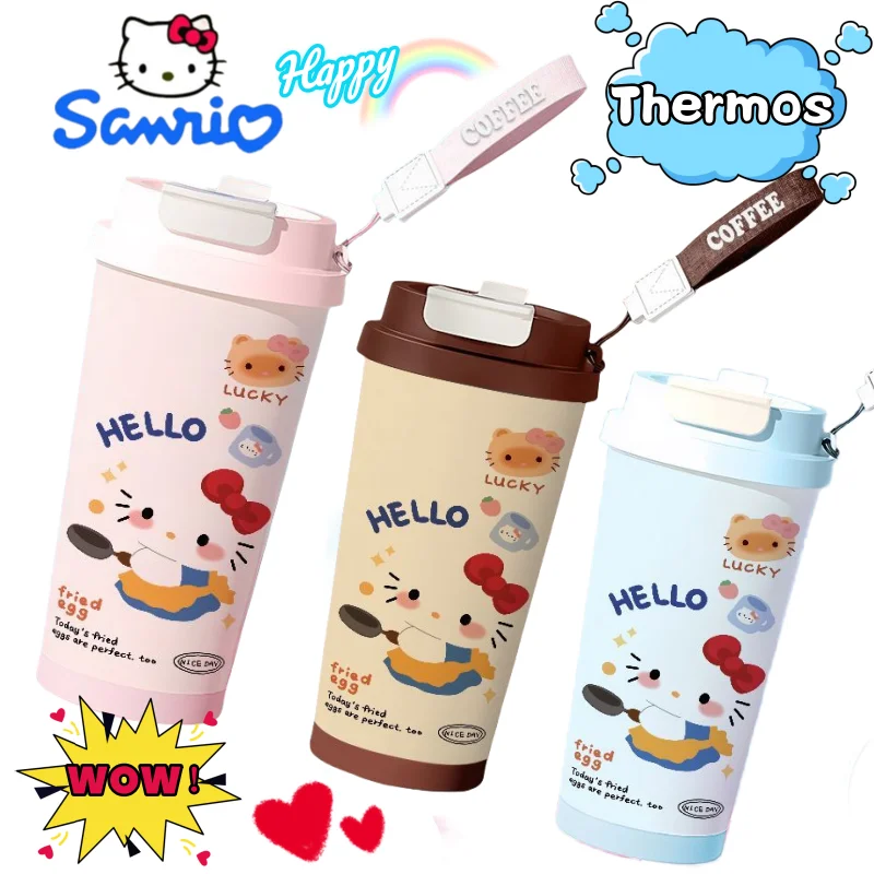 

Sanrio Hello Kitty, высокая цветовая цена, новый термос большой емкости с героями мультфильмов, креативная портативная кофейная чашка с двойным напитком