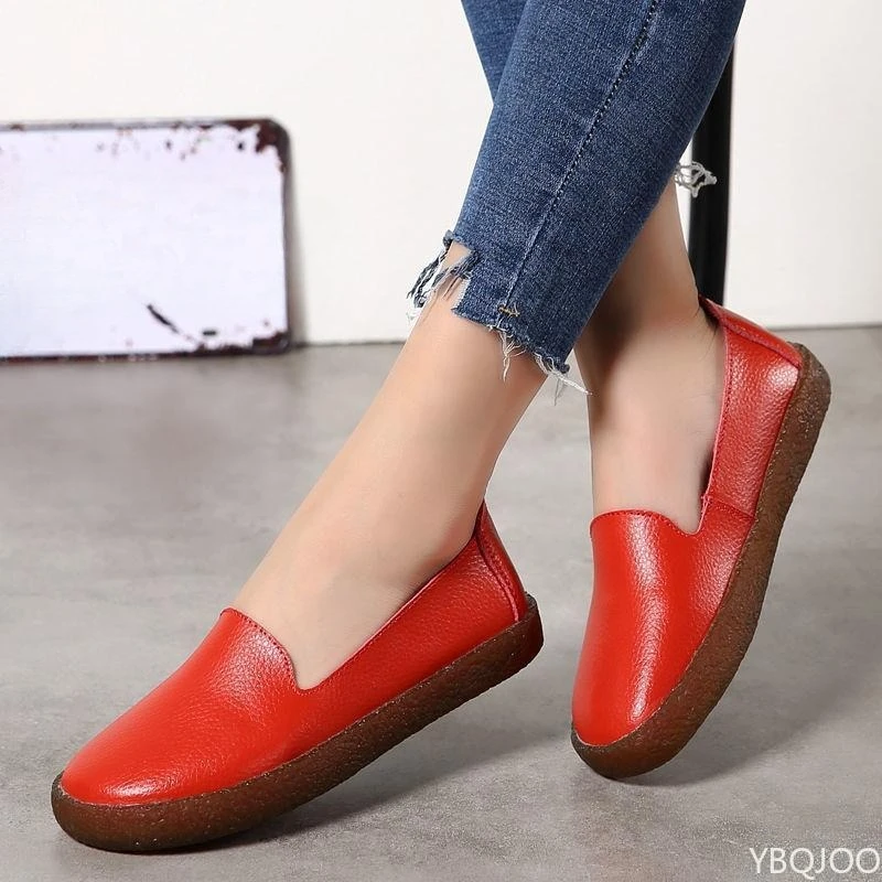 الربيع والخريف أزياء جديدة لينة سوليد عارضة مريحة المرأة حذا فردي للسيدات المشي في الهواء الطلق المرأة حذاء مسطح حجم كبير #5