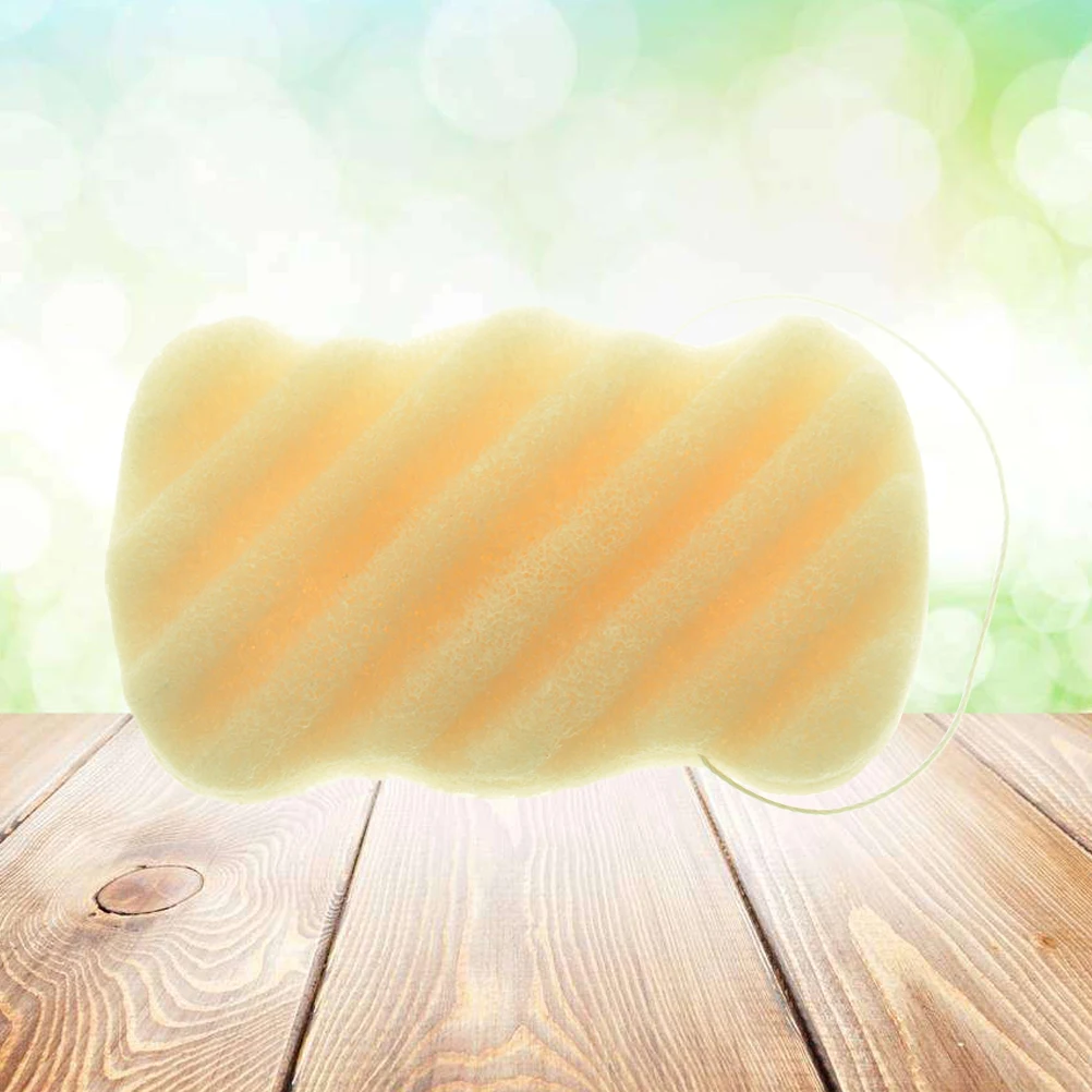 

Natural Konjac Wave Shape Sponge Facial Body Bath Exfoliating Cleansing Pore Removing Skin Types Beige