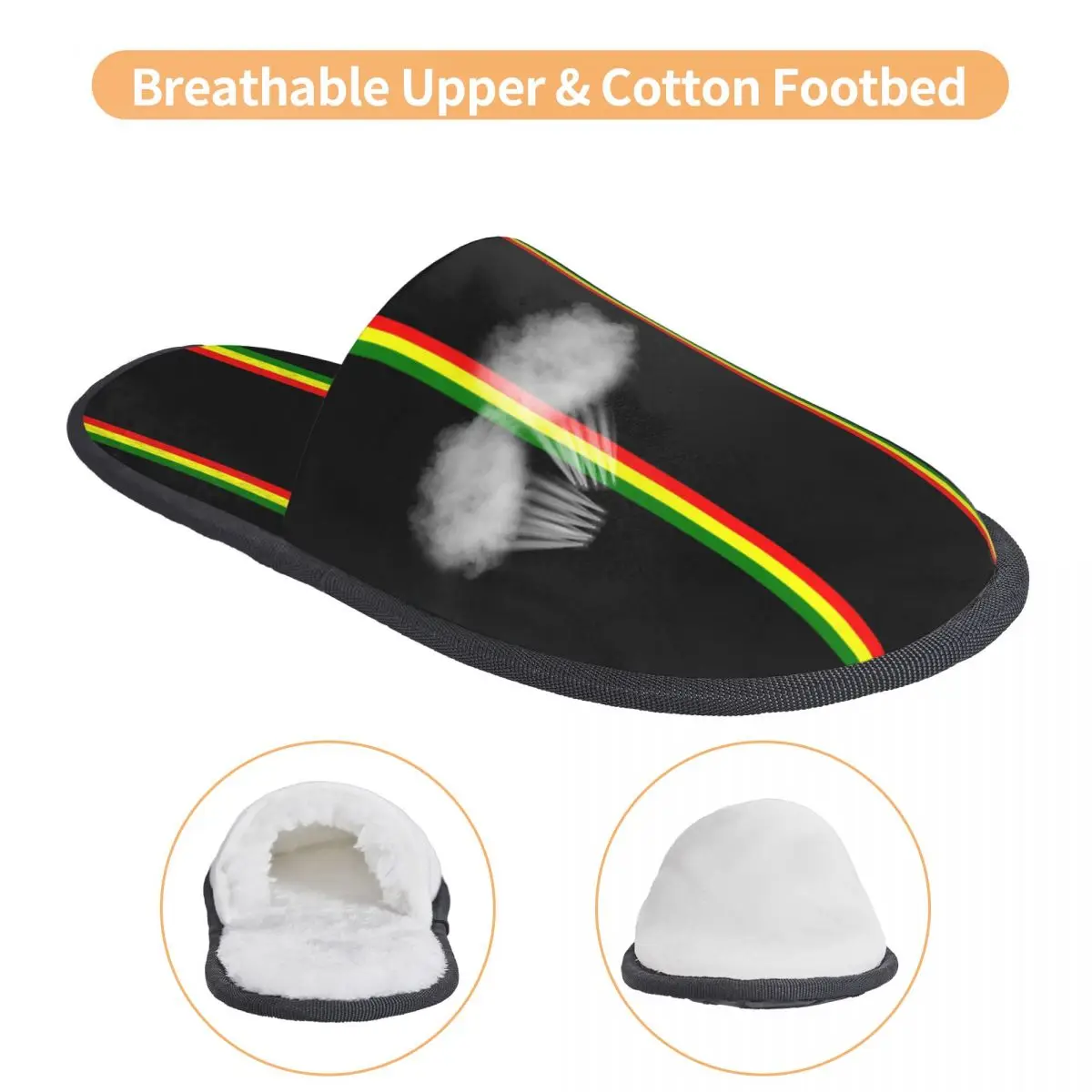 Custom Rasta Stripe Rasta Color Memory Foam Slippers Women Comfy Warm Jamaican House Slippers