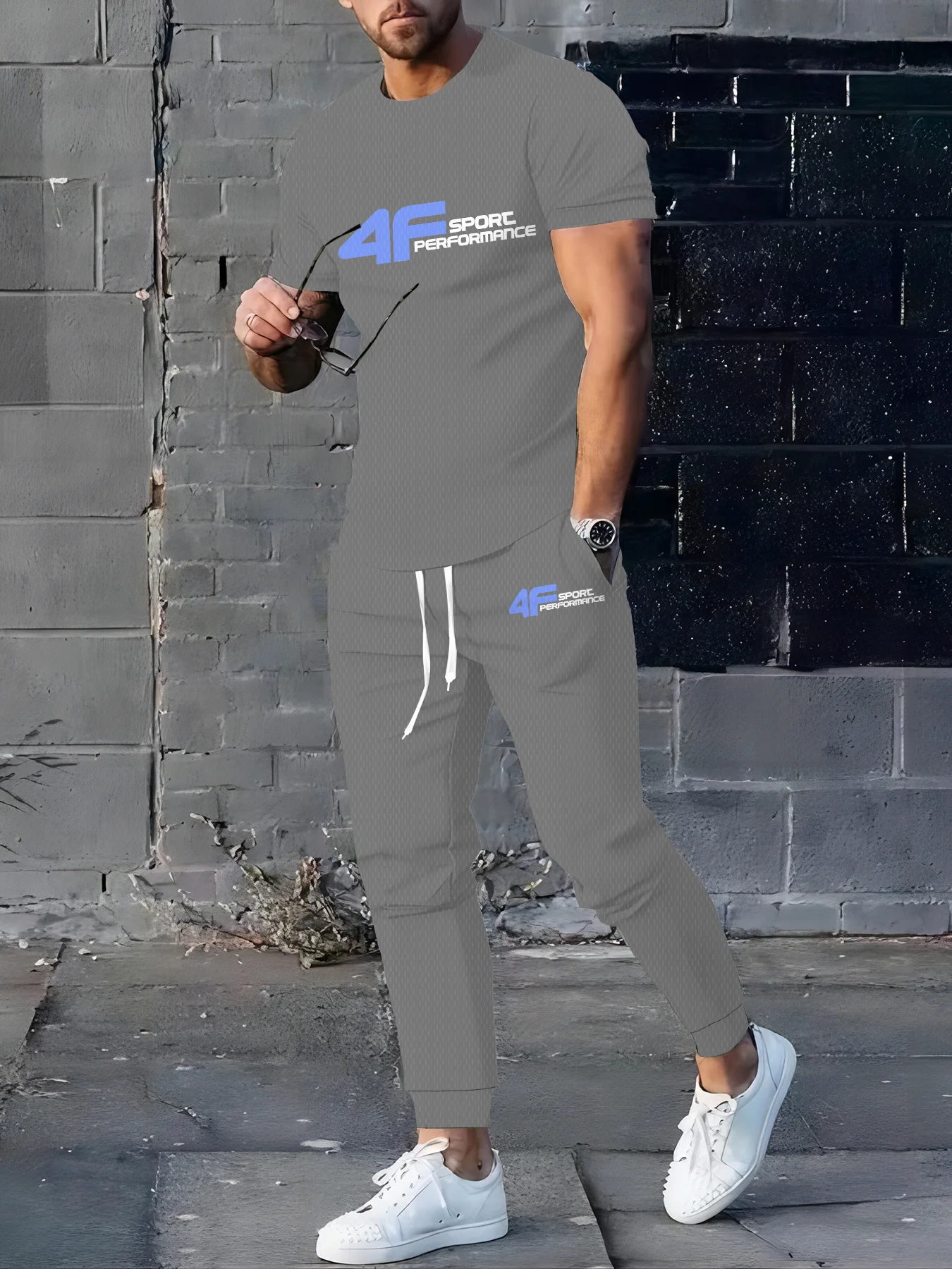 بدلة رجالية صيفية جديدة لعام 2025 هي ملابس رجالية بسيطة غير رسمية وعصرية للاستخدام الخارجي مع مطبوعات حروف