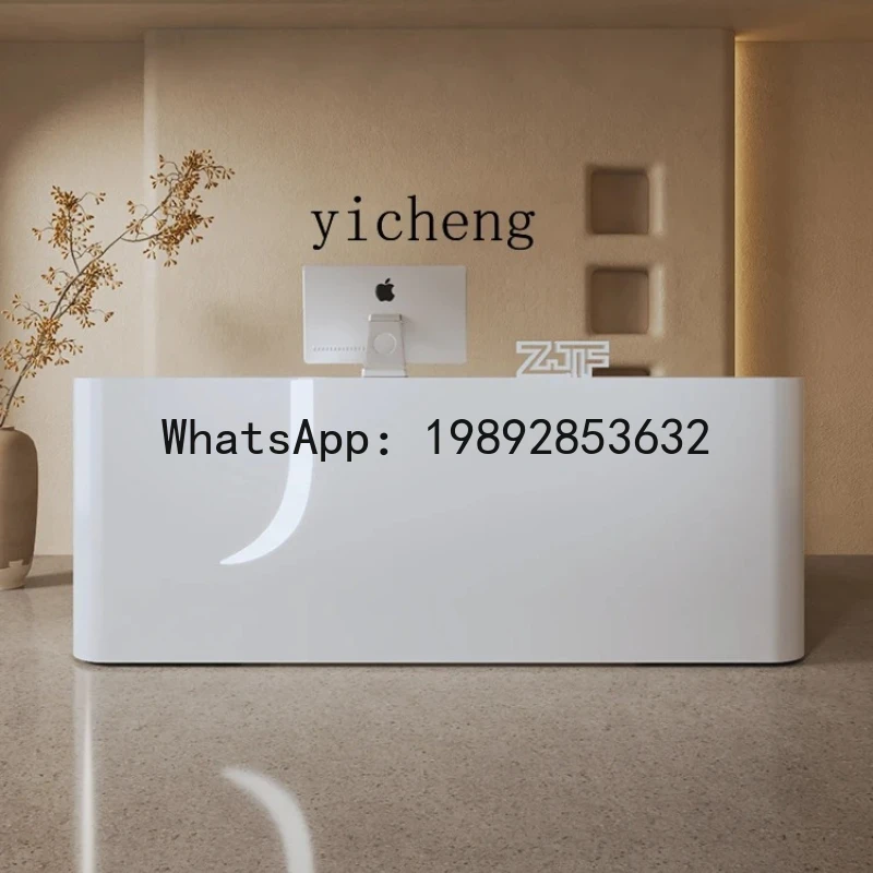 FZ  White Painting Company Welcome Reception Desk Simple Store Cashier Counter