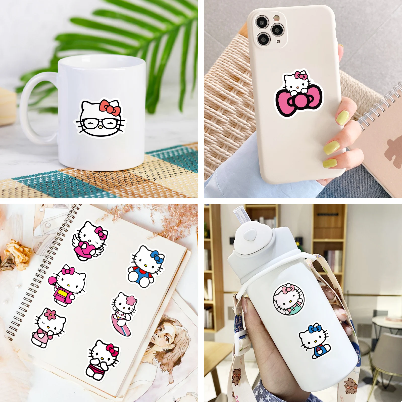 10/30/50 pçs sanrio olá kitty adesivos bonitos decoração mala scrapbooking telefone portátil papelaria brinquedo do miúdo adesivo