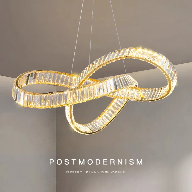 

Modern Gold Luxury Crysta Ring Led Pendant Lights Living Dining Room Home Decor Chandeliers Lighting Bedroom Hanging Lustre Lamp