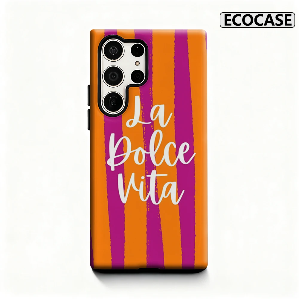 Dolce Vita Charm Handyhülle für Samsung Galaxy S25 Ultra S24 S23 Ultra Plus, glänzende doppellagige Rückseite