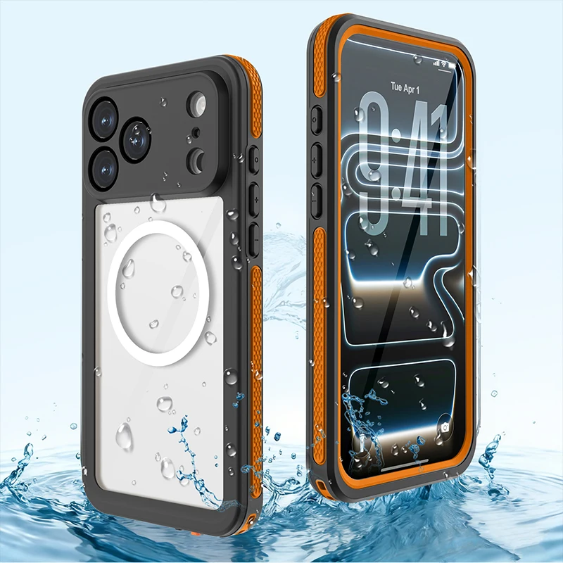 

For iPhone 17 Pro Max 17 Pro Magsafe Waterproof Case IP68 Magnetic 360 Protect Swimming Diving Shockproof Cover Fundas