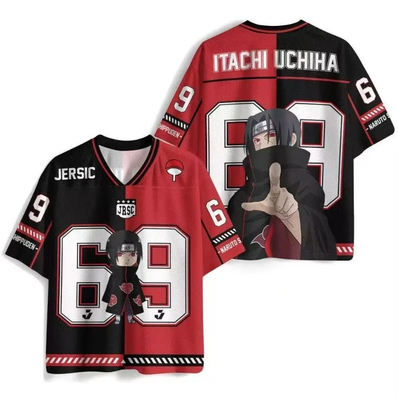 Naruto Streetwear Uchiha Itachi Split Number Anime Football Short Sleeve Jersey 3D All Over Print Breathable Unisex Training Top