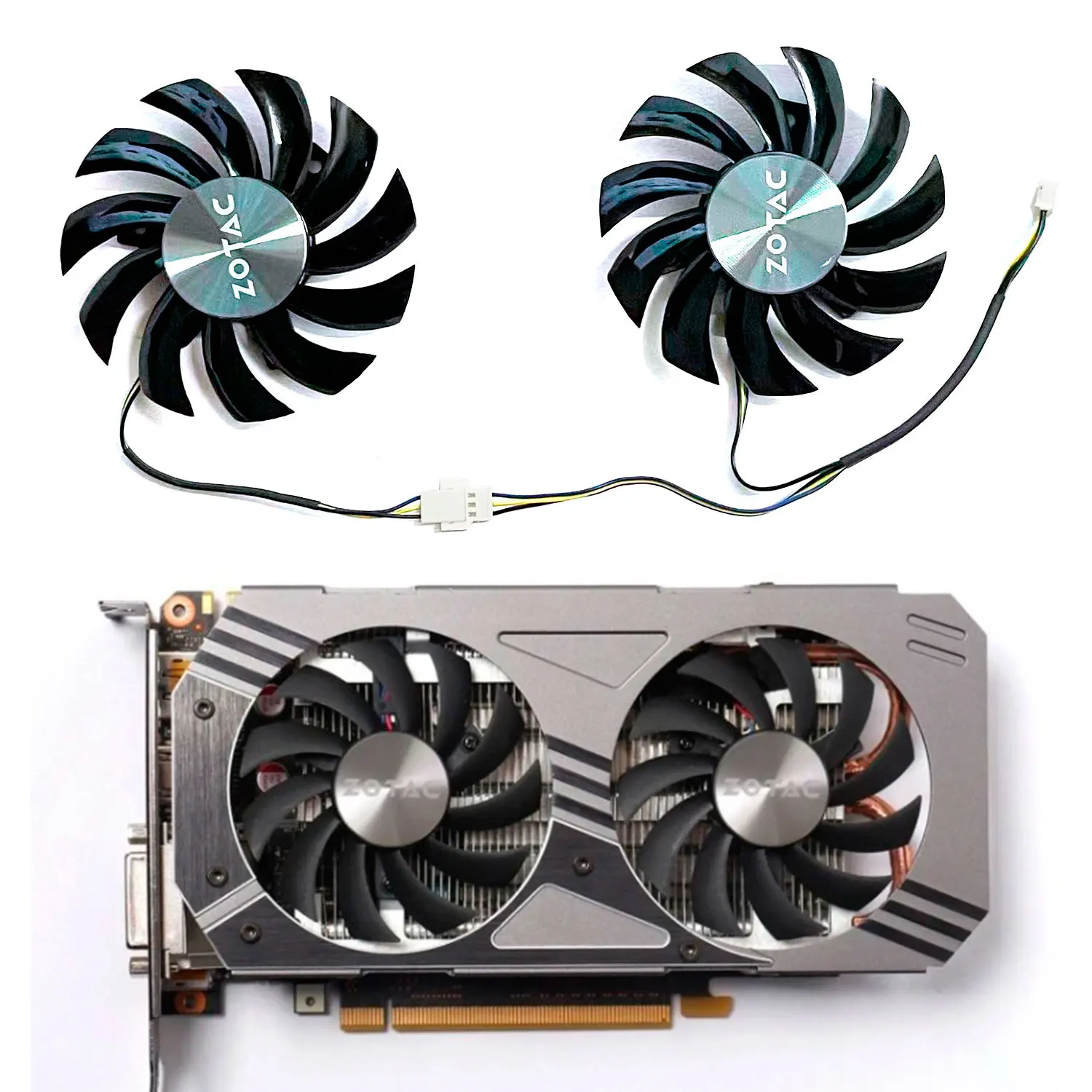 

New DIY GPU replacement fan PLD08010S12HH 75MM 4pin for ZOTAC GeForce GTX 960 2GB ZT-90306-10M/J/K graphics card fan